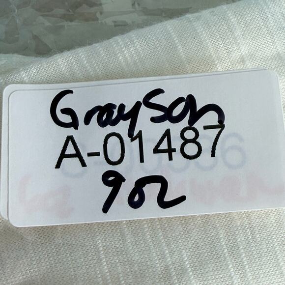 Grayson Top Medium Off-white Slub Knit Sheer Lace Trim Babydoll Long Sleeve - Picture 15 of 16